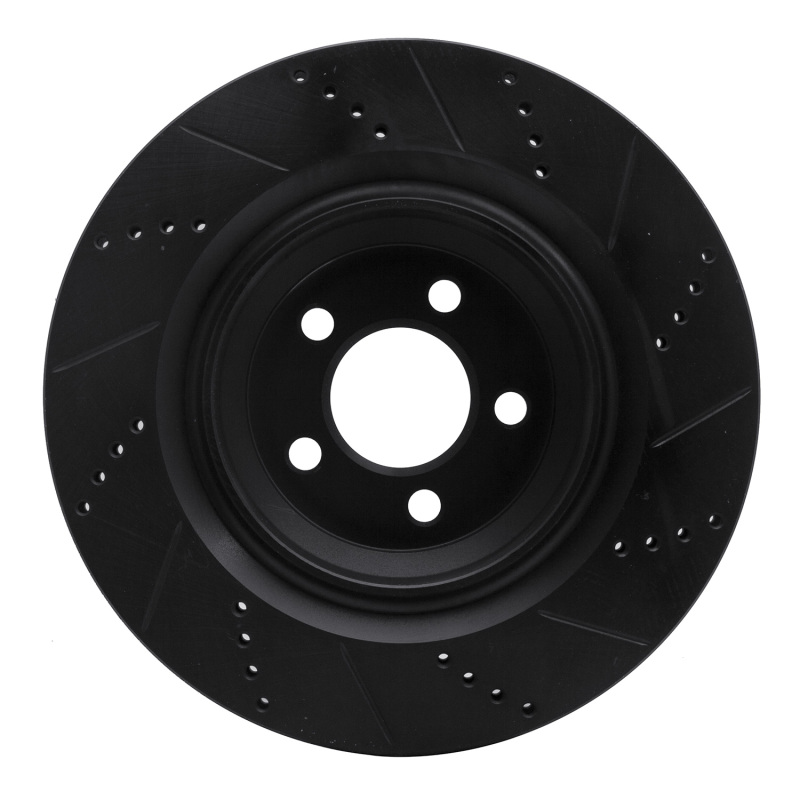 Chrysler 300 Brake Rotor (1) - Rear Left - R1 Concepts - Drilled & Slotted - Black - `05-`23